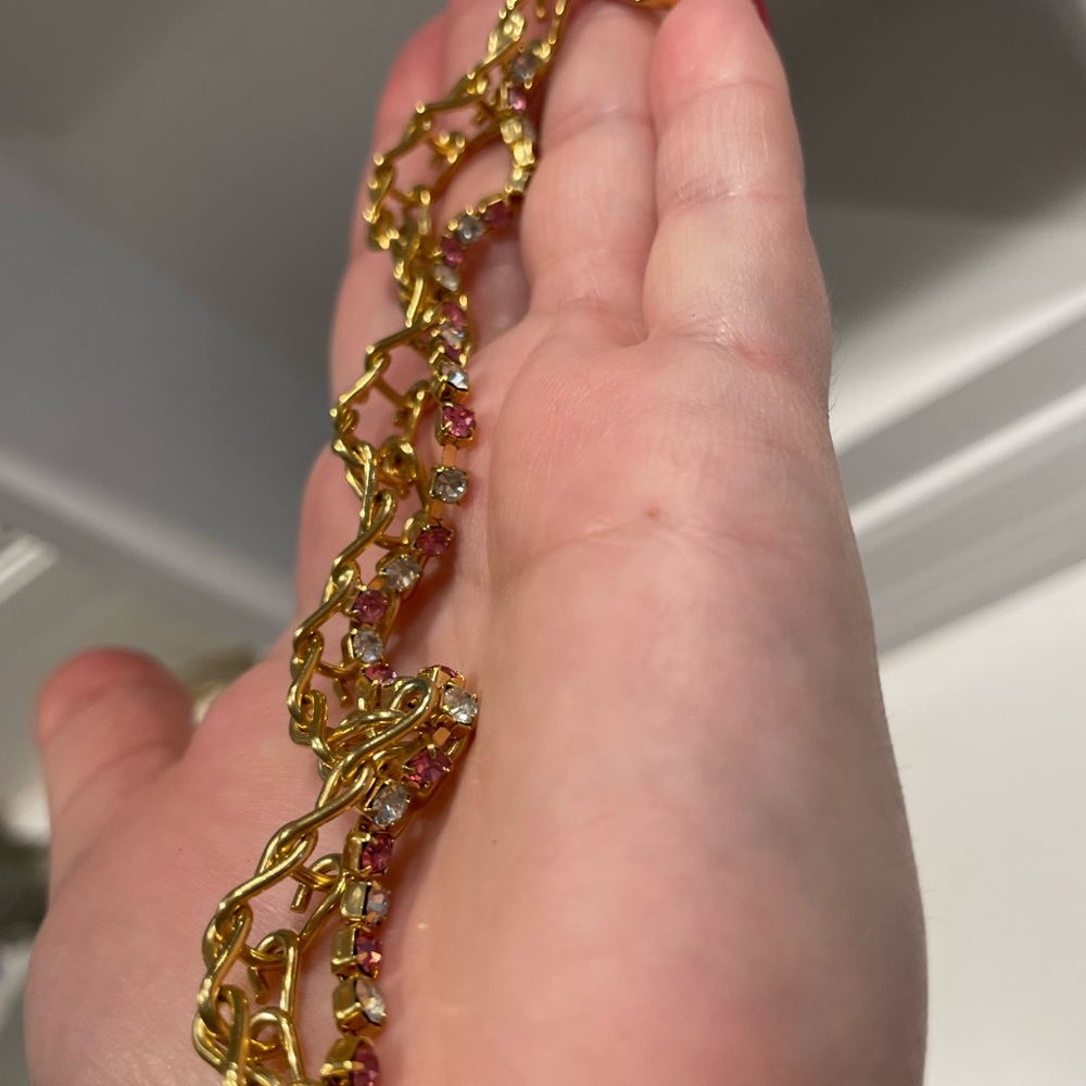 Faux Diamond And Tourmaline Gold Bracelet Costume jewelry. - Picture 7 of 9
